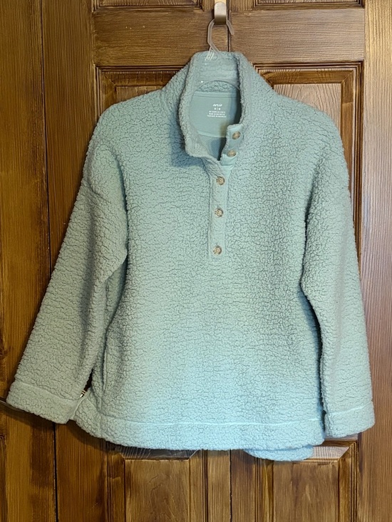 aerie Jackets & Blazers - Aerie Plush Cloud  Sherpa Oversized Pullover in Light Green   Medium